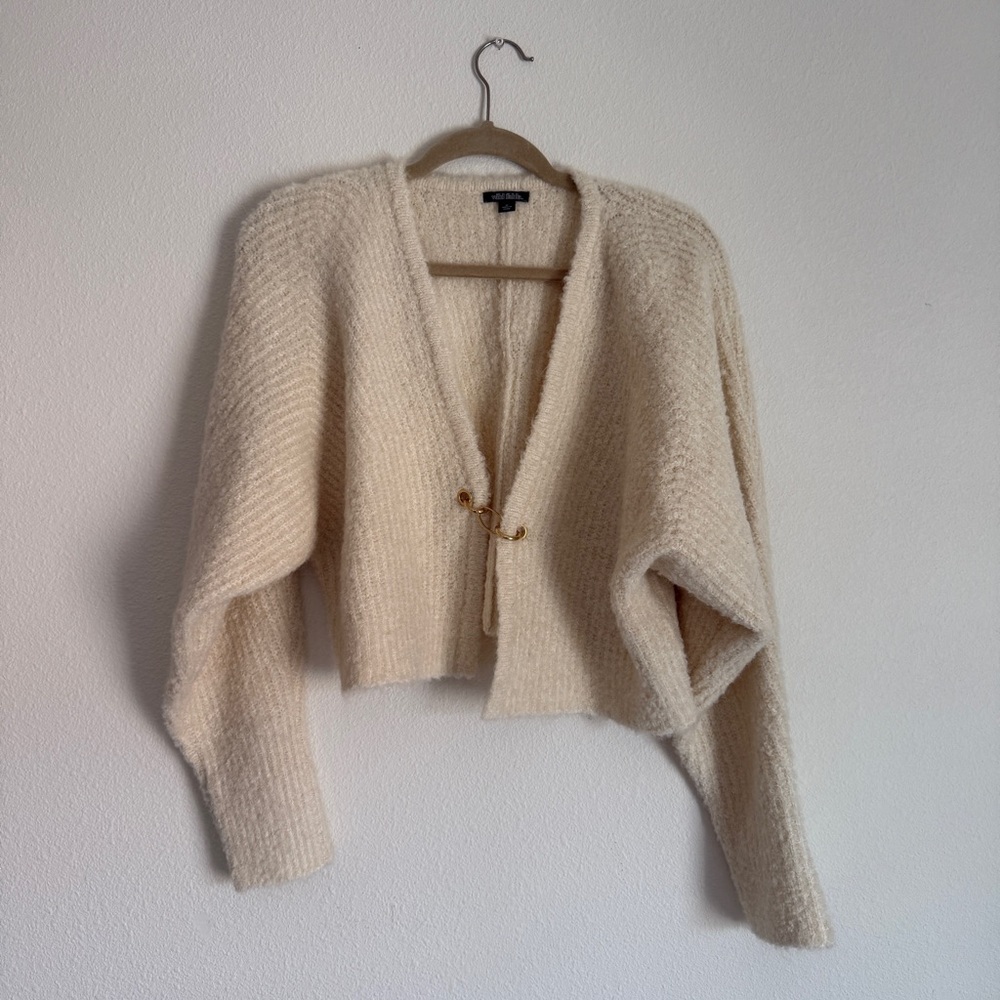 Wild Fable Boucle Cream Cardigan with Gold Accents Medium - Picture 2 of 5